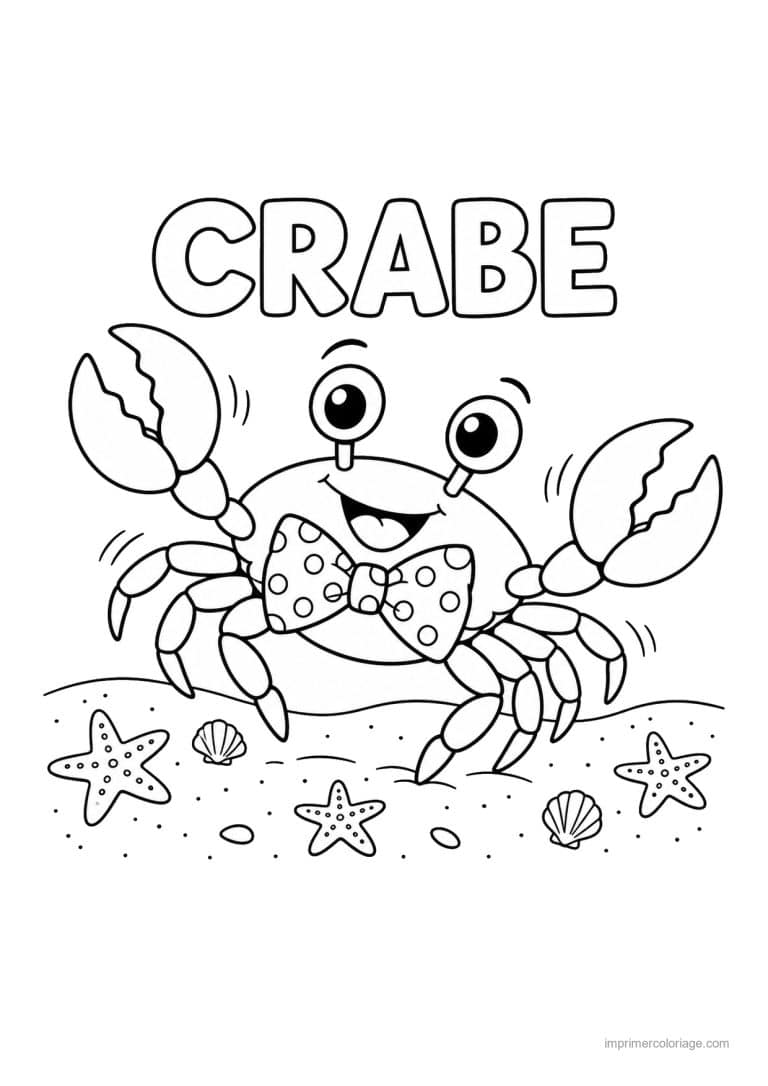 coloriage crabe noeud papillon danse - dessin gratuit &agrave; imprimer