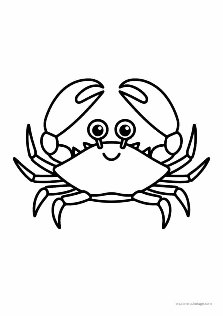 coloriage crabe pattes ecartees souriant - dessin gratuit &agrave; imprimer