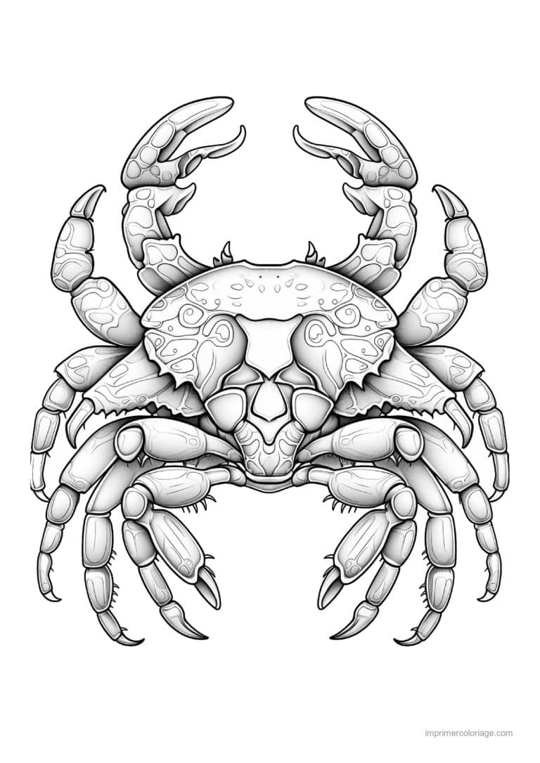 coloriage crabe realiste vu de face - dessin gratuit &agrave; imprimer