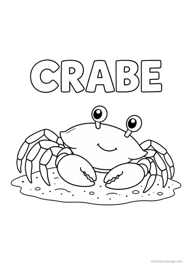 coloriage crabe repos sable - dessin gratuit &agrave; imprimer