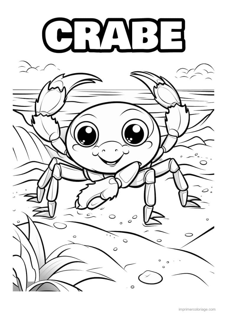 coloriage crabe rigolo sur la dune - dessin gratuit &agrave; imprimer