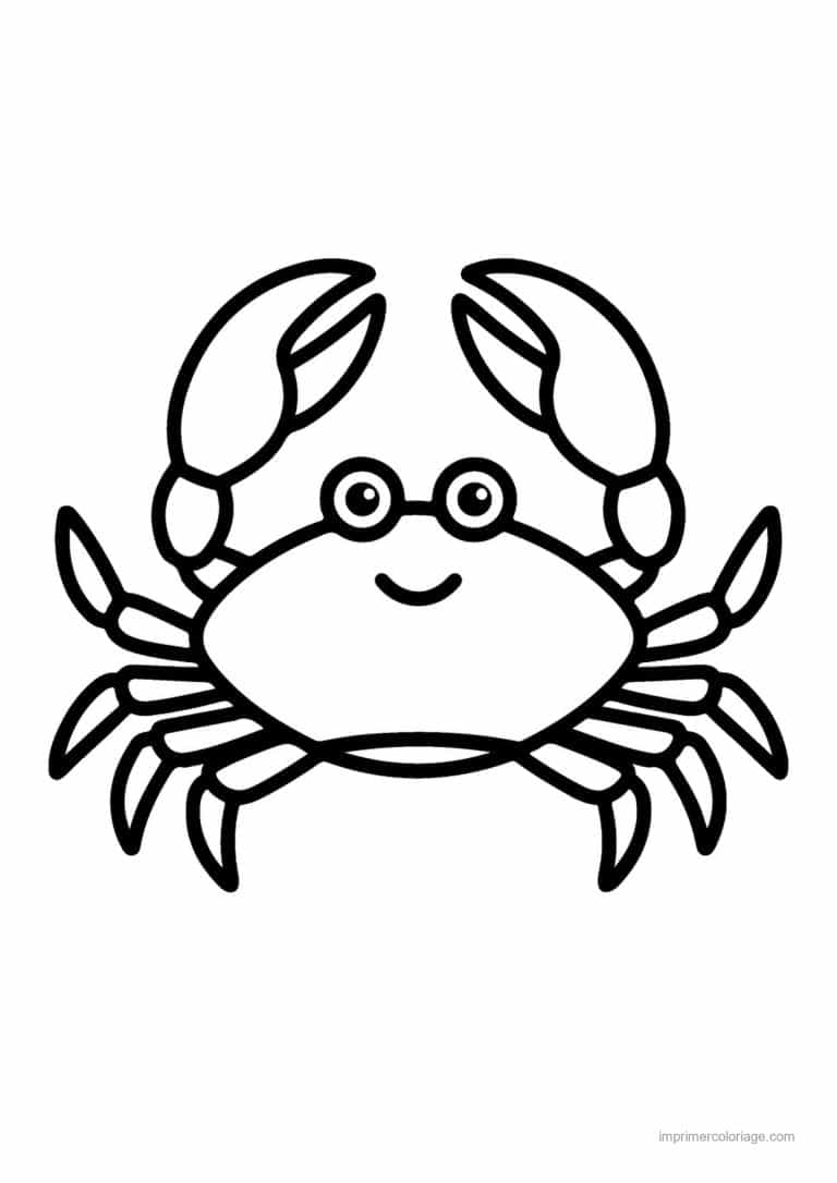 coloriage crabe simple pinces ouvertes - dessin gratuit &agrave; imprimer