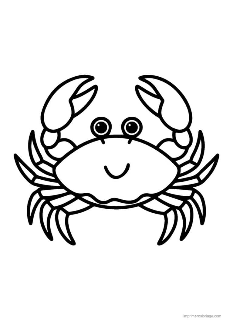 coloriage crabe visage souriant contour net - dessin gratuit &agrave; imprimer