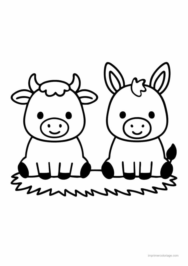coloriage creche boeuf ane paille - dessin gratuit &agrave; imprimer
