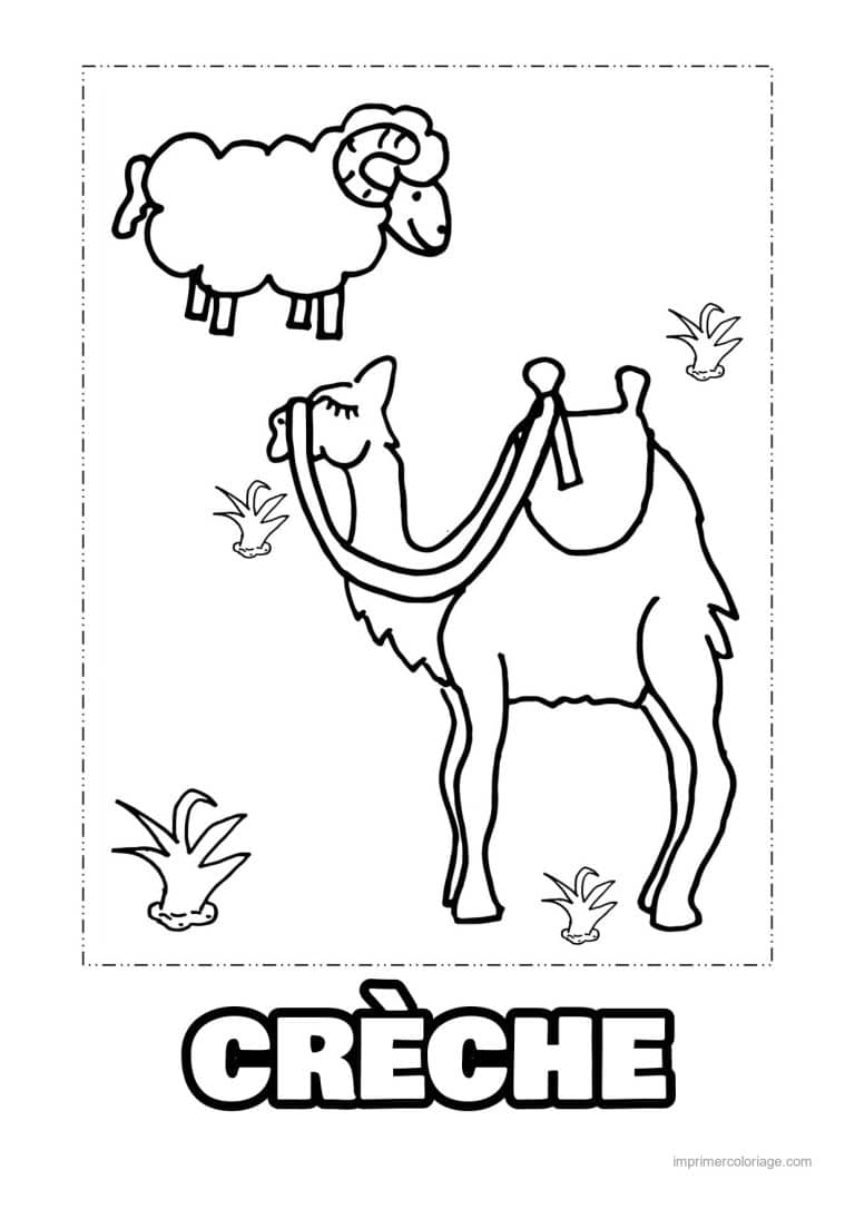 coloriage creche chameau mouton - dessin gratuit &agrave; imprimer