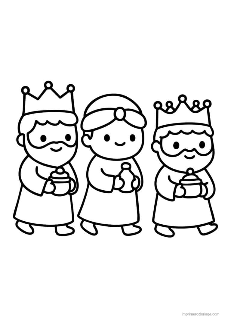 coloriage creche trois rois mages presents - dessin gratuit &agrave; imprimer