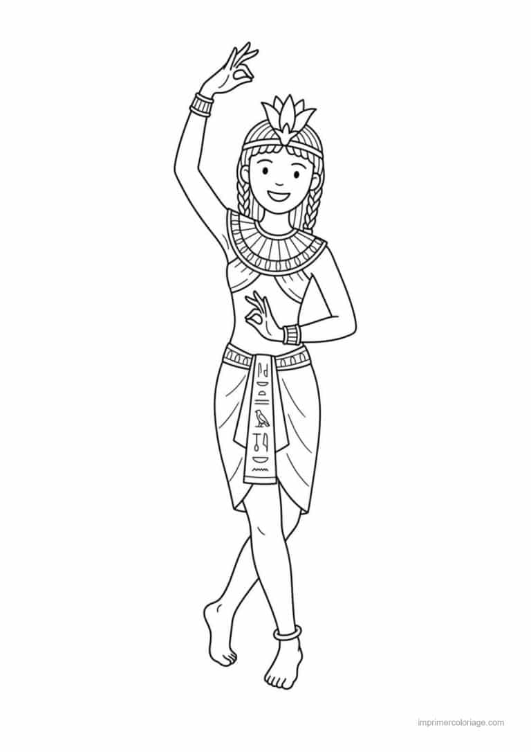 coloriage danseuse egyptienne - dessin gratuit &agrave; imprimer