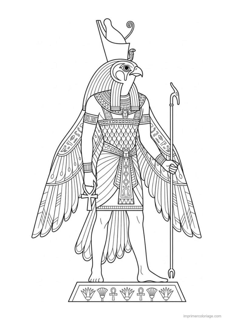 coloriage dieu horus - dessin gratuit &agrave; imprimer