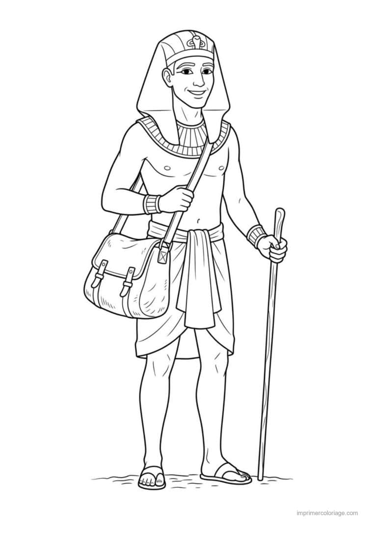 coloriage egyptien voyageur - dessin gratuit &agrave; imprimer