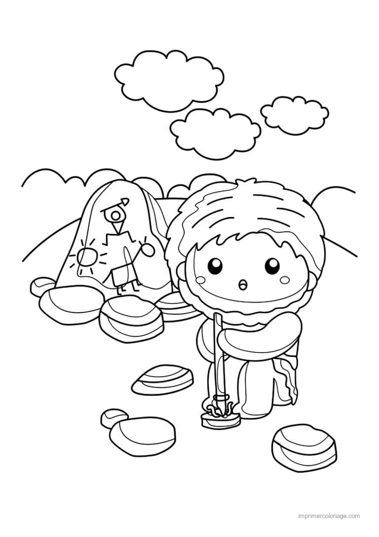 coloriage enfant prehistorique silex - dessin gratuit &agrave; imprimer