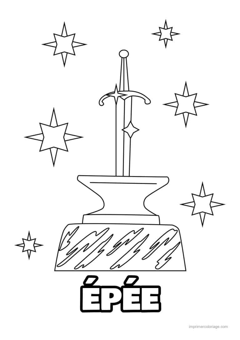 coloriage epee dans l enclume - dessin gratuit &agrave; imprimer