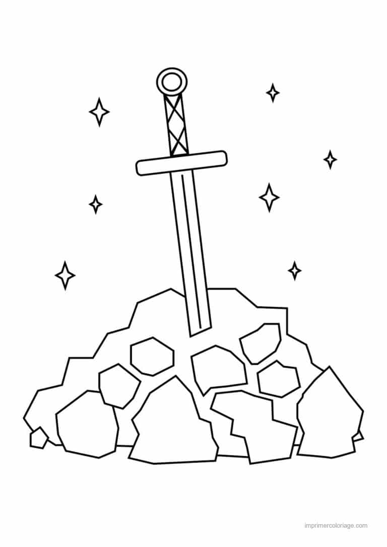 coloriage epee dans le rocher - dessin gratuit &agrave; imprimer