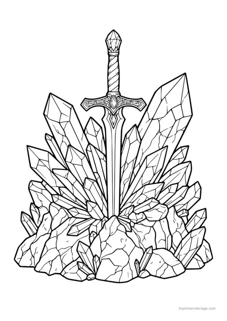 coloriage epee de cristal - dessin gratuit &agrave; imprimer