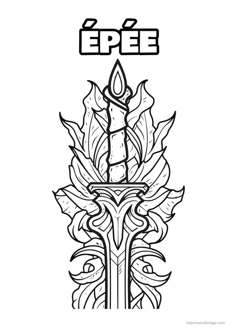 coloriage epee fleurie 01 - dessin gratuit &agrave; imprimer