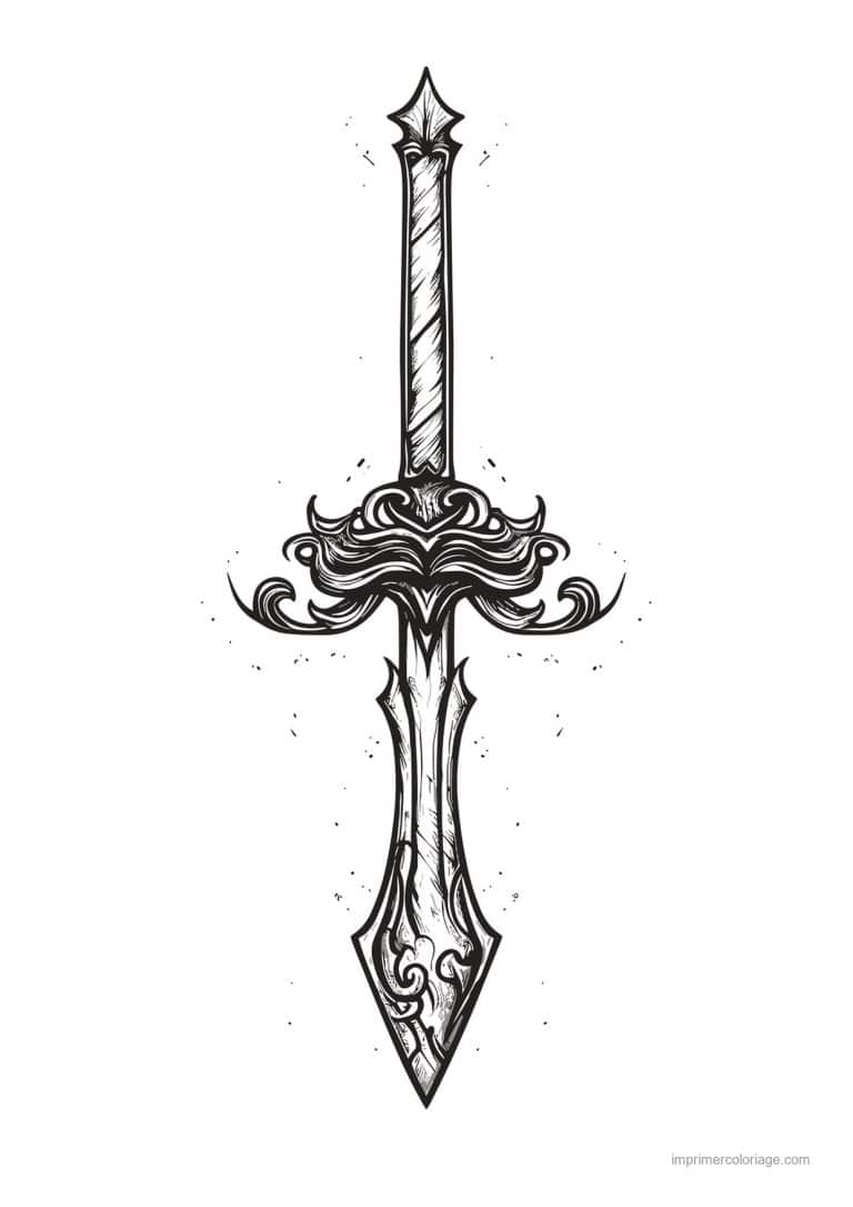 coloriage epee fleurie 05 - dessin gratuit &agrave; imprimer
