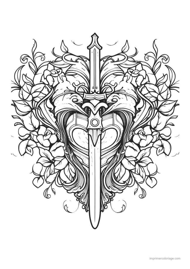 coloriage epee fleurie 07 - dessin gratuit &agrave; imprimer