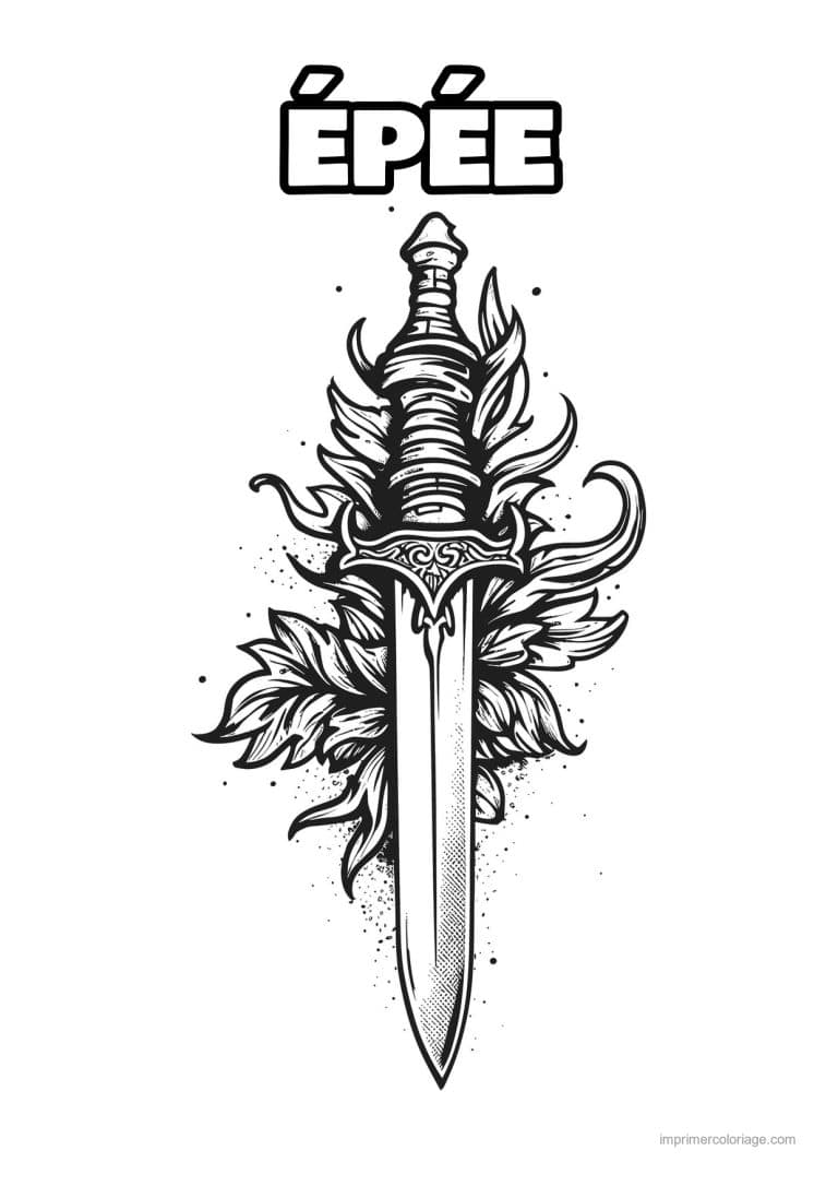coloriage epee fleurie 10 - dessin gratuit &agrave; imprimer