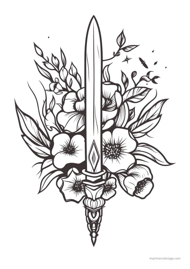coloriage epee fleurie 11 - dessin gratuit &agrave; imprimer