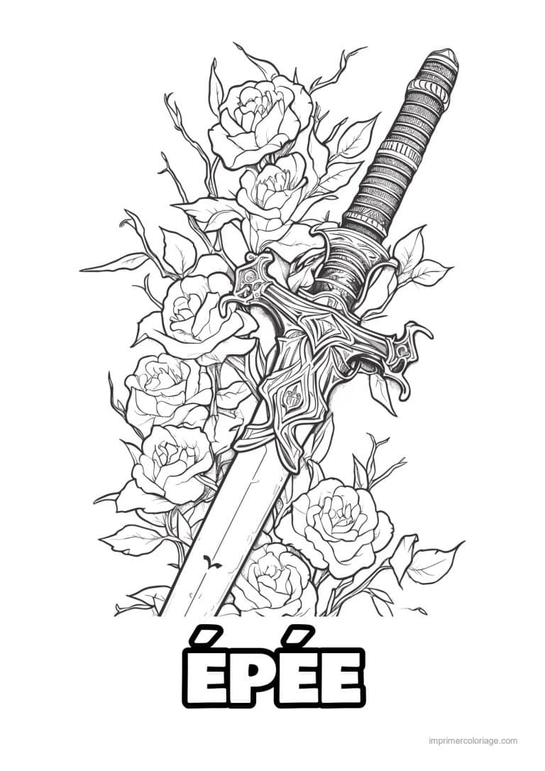 coloriage epee fleurie 12 - dessin gratuit &agrave; imprimer