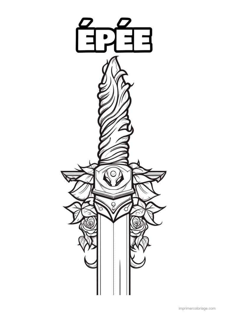 coloriage epee fleurie 14 - dessin gratuit &agrave; imprimer