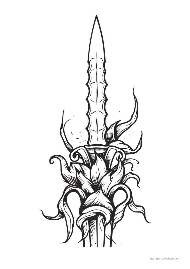 coloriage epee fleurie 15 - dessin gratuit &agrave; imprimer