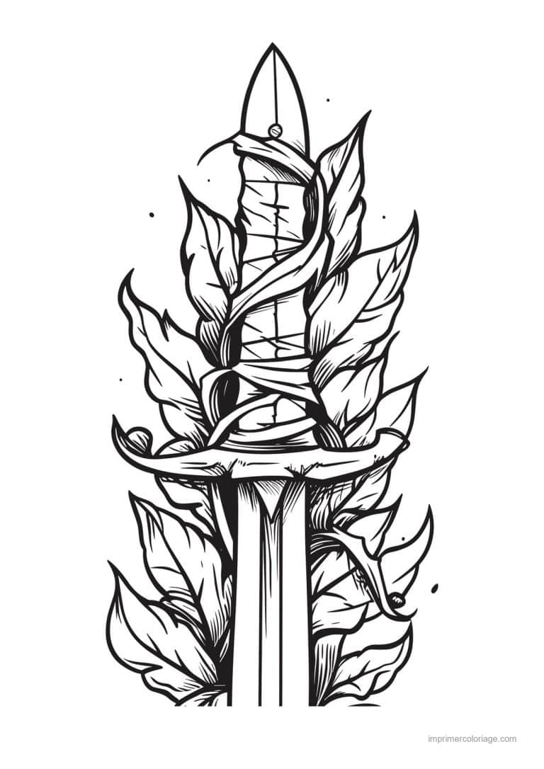 coloriage epee fleurie 16 - dessin gratuit &agrave; imprimer