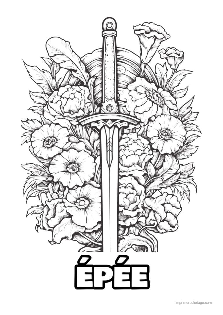 coloriage epee fleurie 17 - dessin gratuit &agrave; imprimer