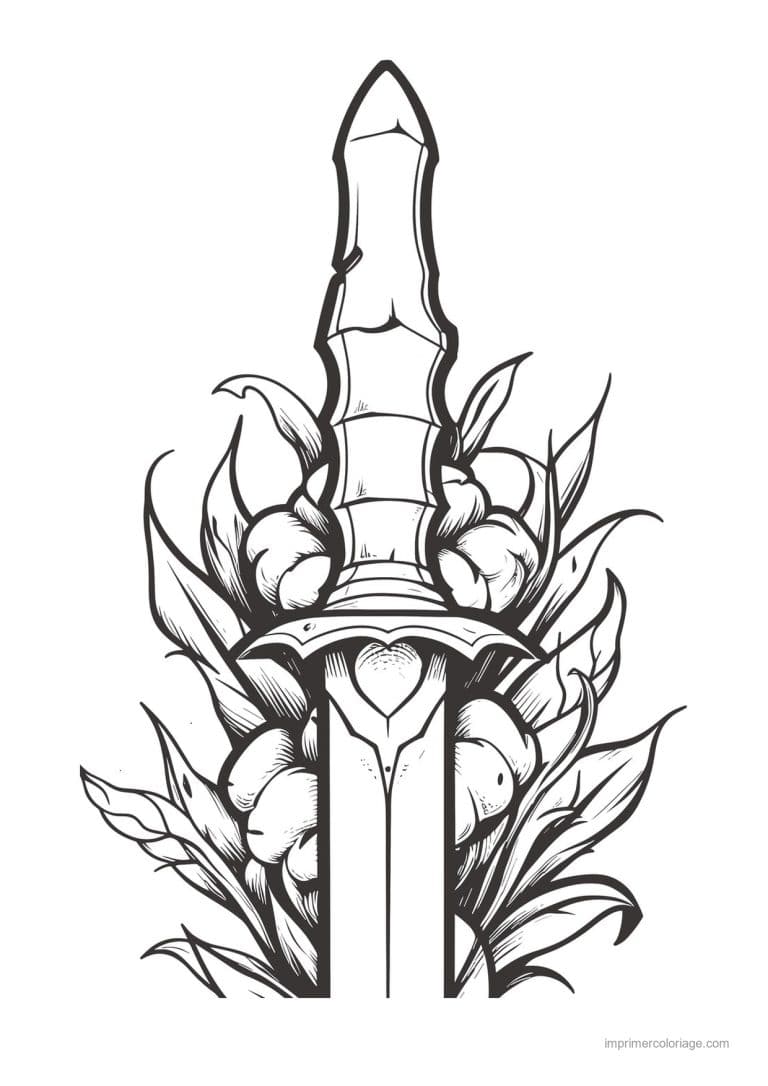 coloriage epee fleurie 21 - dessin gratuit &agrave; imprimer