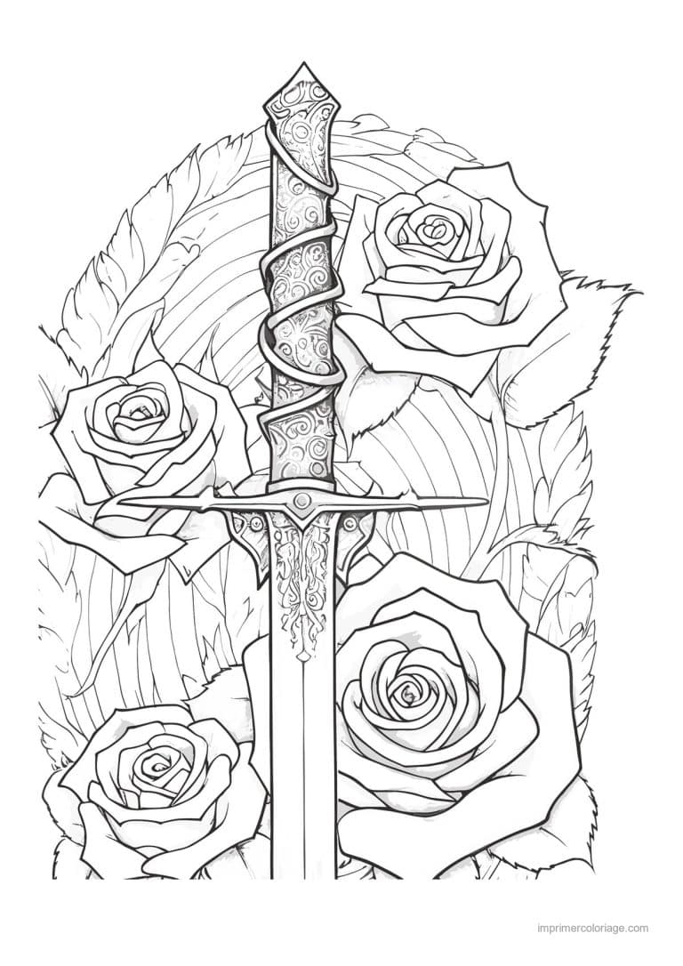 coloriage epee fleurie 22 - dessin gratuit &agrave; imprimer