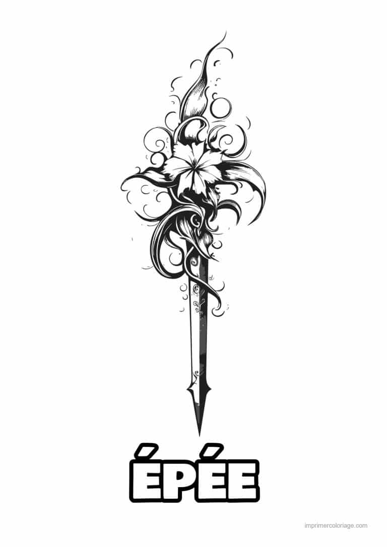coloriage epee fleurie 23 - dessin gratuit &agrave; imprimer