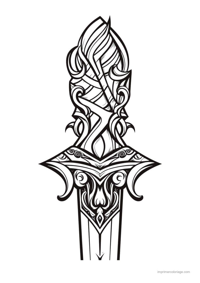 coloriage epee fleurie 24 - dessin gratuit &agrave; imprimer