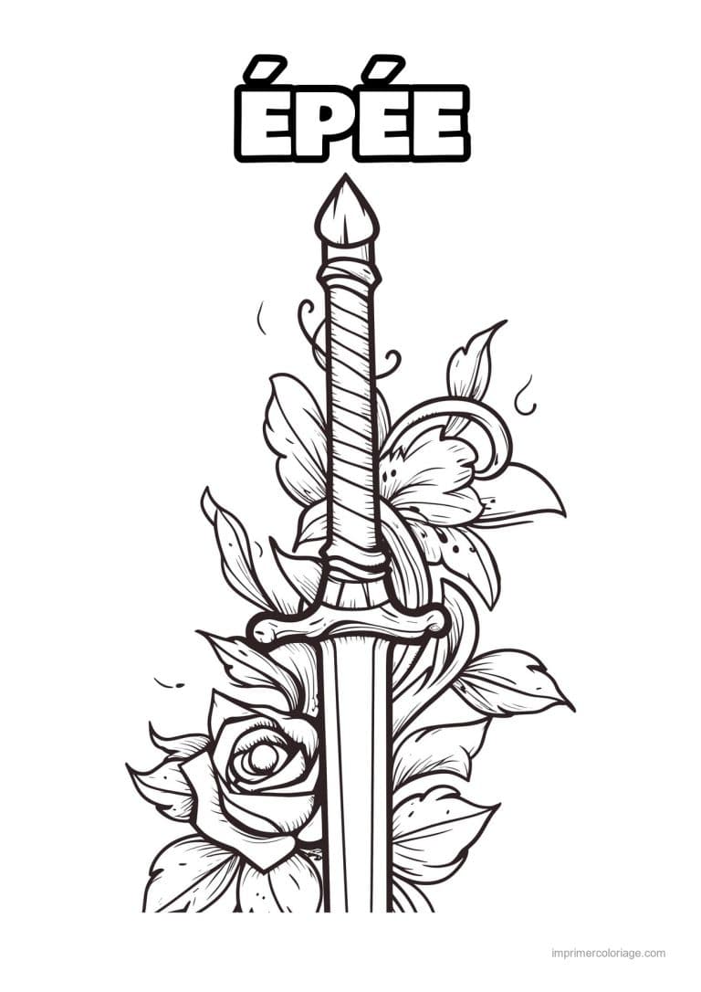 coloriage epee fleurie 26 - dessin gratuit &agrave; imprimer