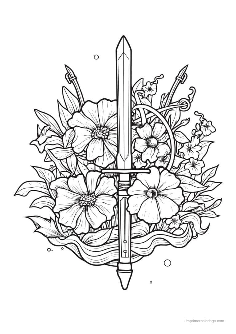 coloriage epee fleurie 28 - dessin gratuit &agrave; imprimer
