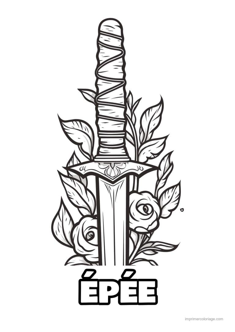 coloriage epee fleurie 29 - dessin gratuit &agrave; imprimer