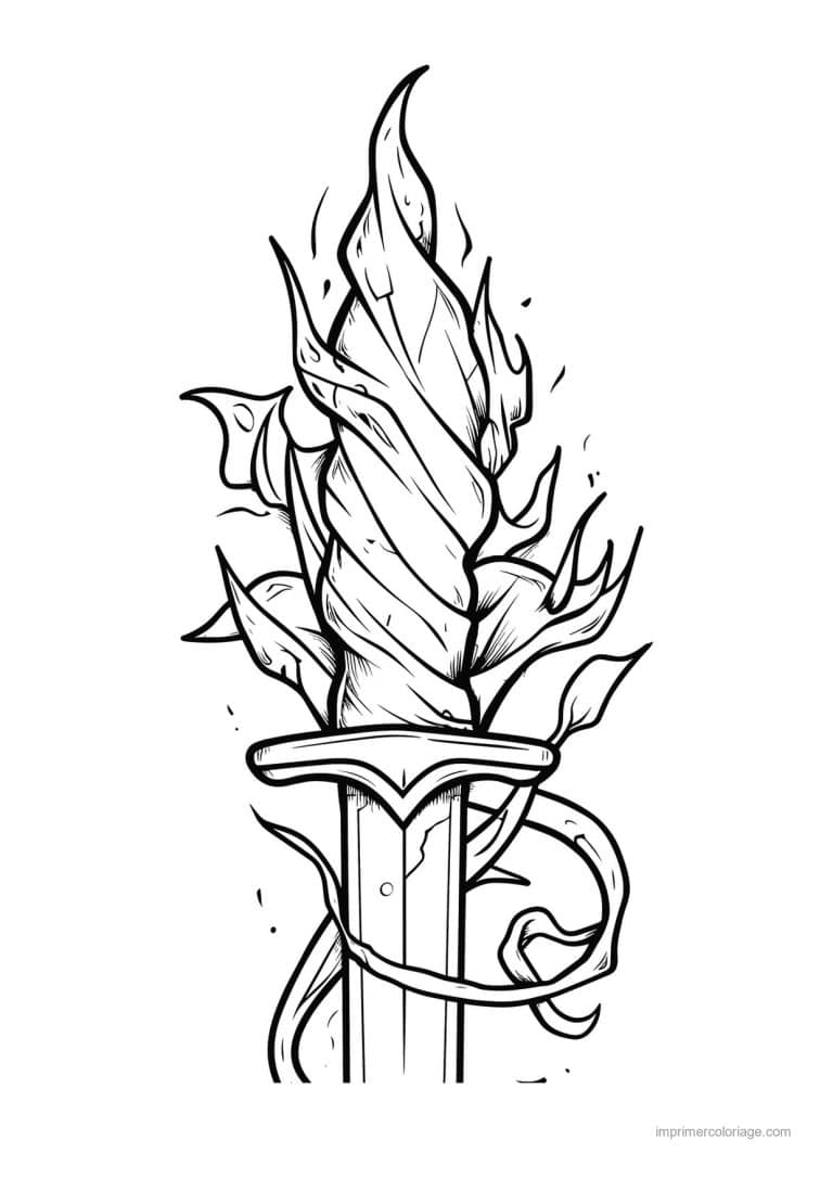 coloriage epee fleurie 31 - dessin gratuit &agrave; imprimer