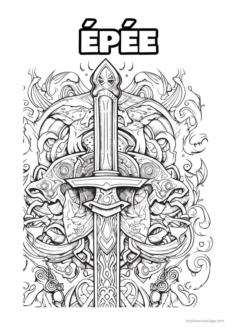 coloriage epee fleurie 32 - dessin gratuit &agrave; imprimer