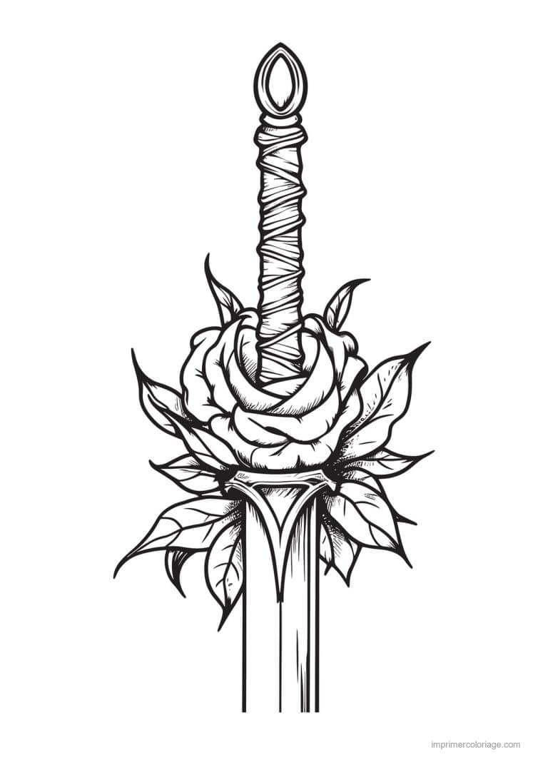 coloriage epee fleurie 33 - dessin gratuit &agrave; imprimer