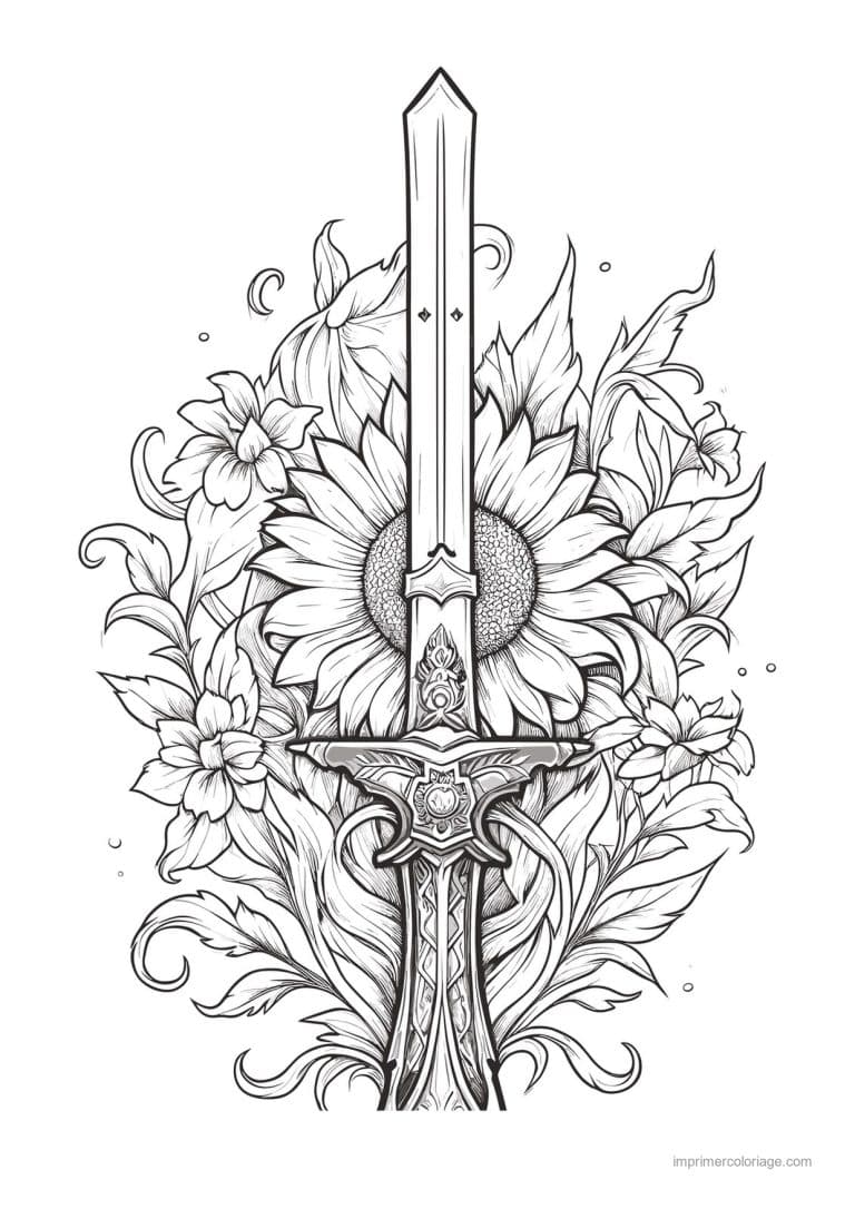 coloriage epee fleurie 36 - dessin gratuit &agrave; imprimer