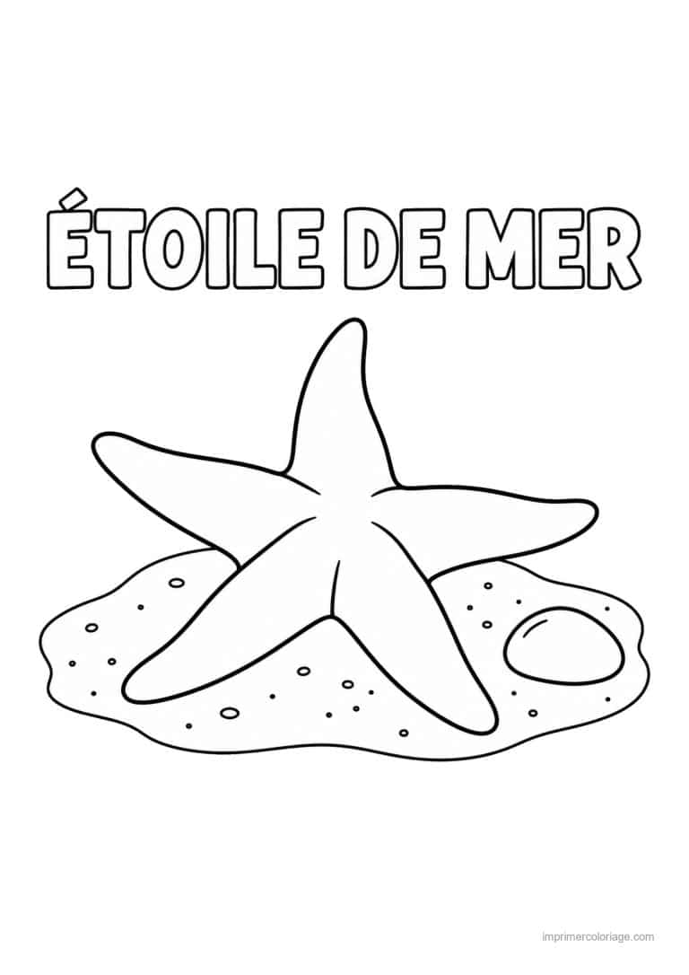 coloriage etoile de mer etoile repos sable - dessin gratuit &agrave; imprimer
