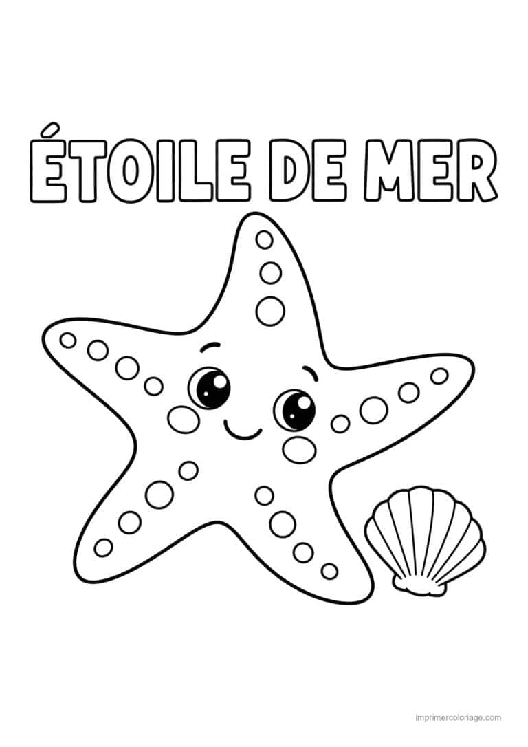 coloriage etoile de mer simple etoile mer coquillage titre haut - dessin gratuit &agrave; imprimer