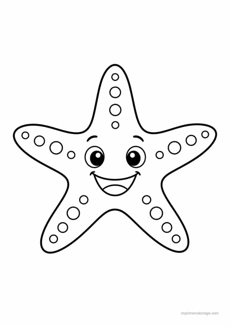 coloriage etoile de mer simple etoile mer souriante - dessin gratuit &agrave; imprimer