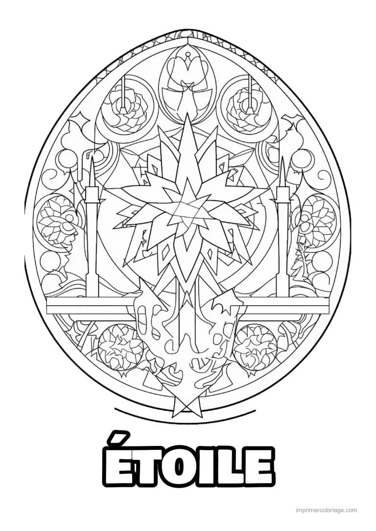 coloriage etoile etoile bougies vitrail ovale - dessin gratuit &agrave; imprimer