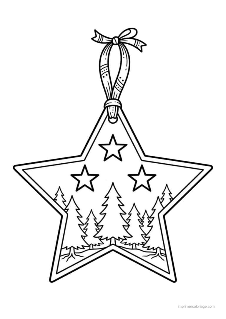 coloriage etoile etoile foret sapins etoiles - dessin gratuit &agrave; imprimer