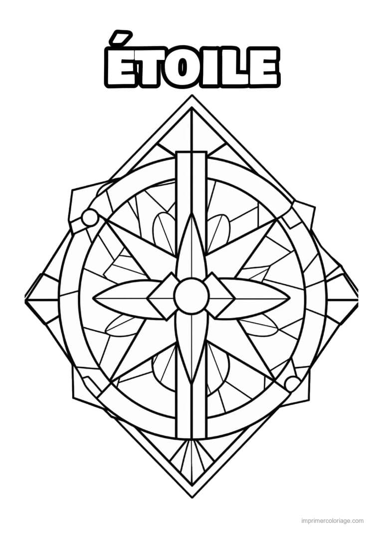 coloriage etoile etoile losange vitrail - dessin gratuit &agrave; imprimer