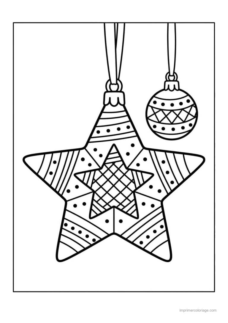 coloriage etoile etoile motifs boule - dessin gratuit &agrave; imprimer