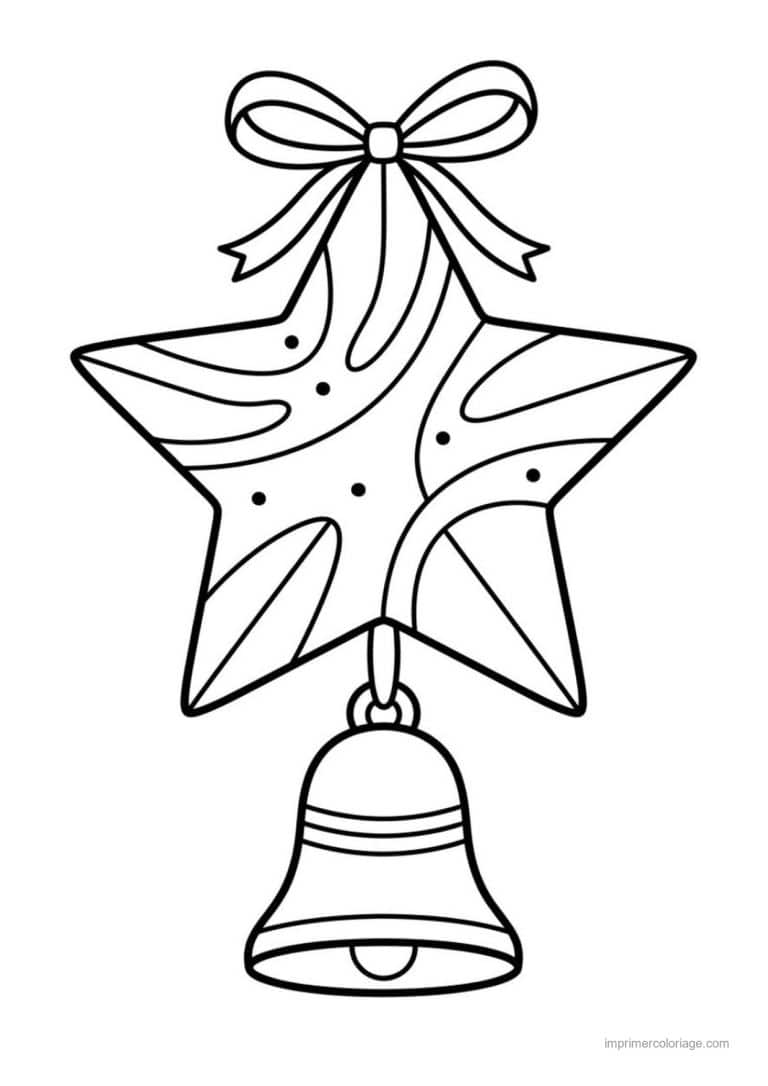 coloriage etoile etoile noeud cloche - dessin gratuit &agrave; imprimer