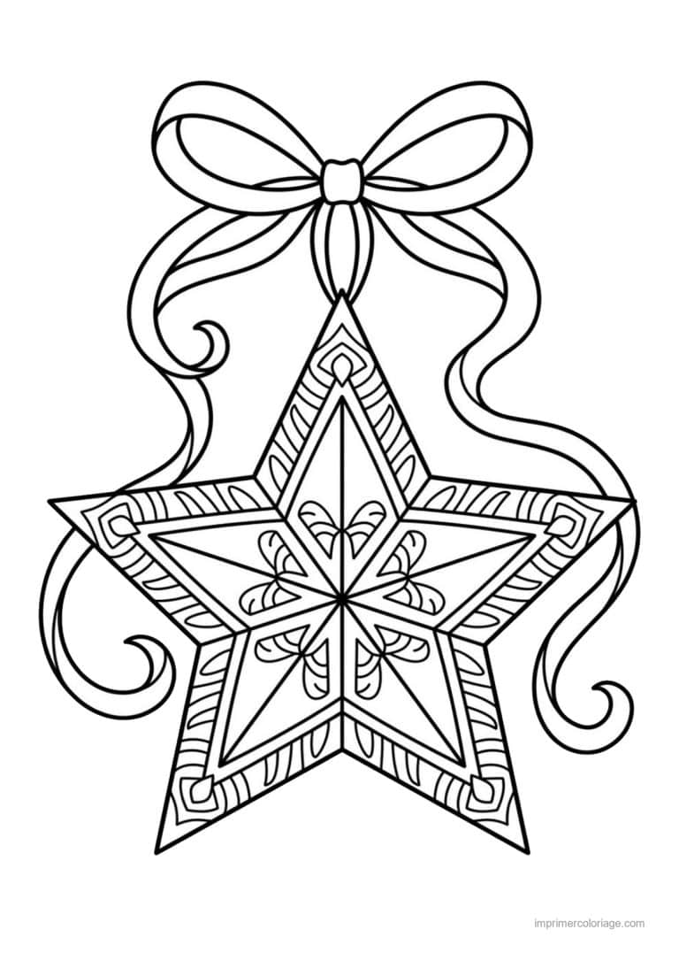 coloriage etoile etoile ornee grand noeud rubans - dessin gratuit &agrave; imprimer