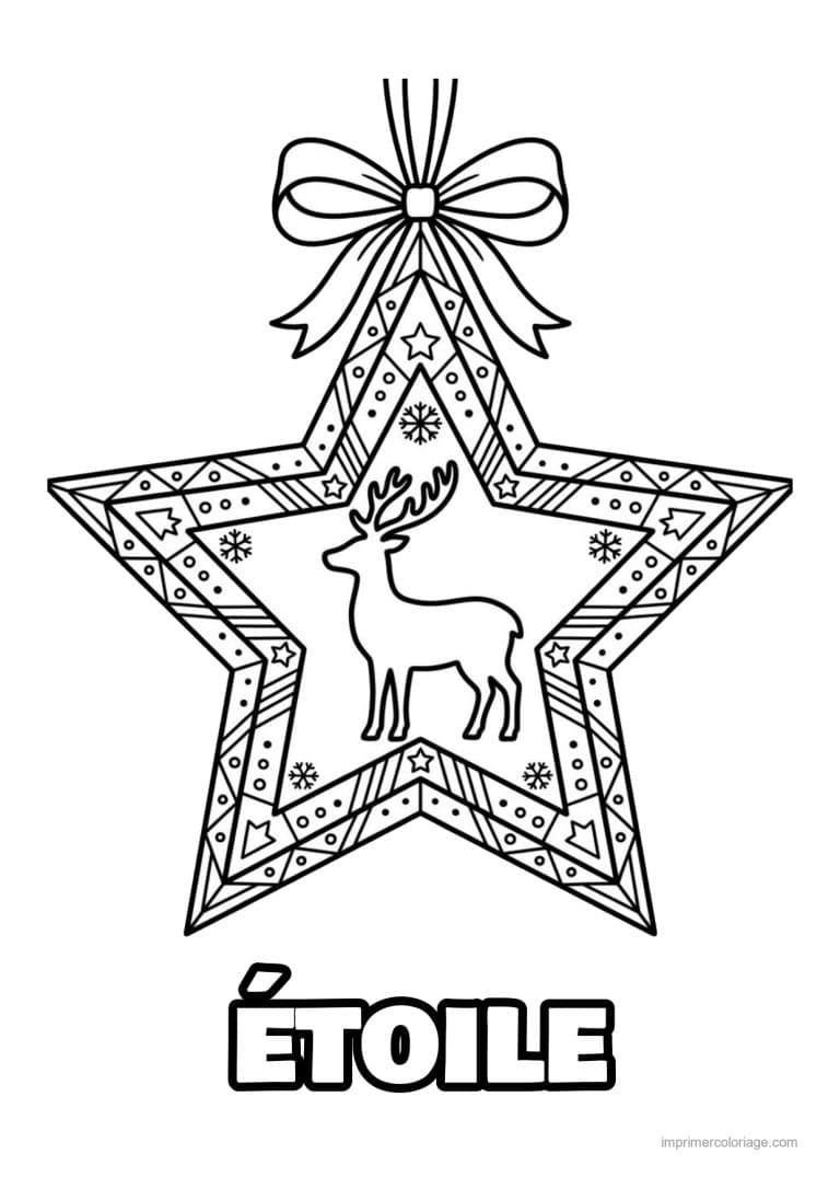 coloriage etoile etoile renne noeud - dessin gratuit &agrave; imprimer