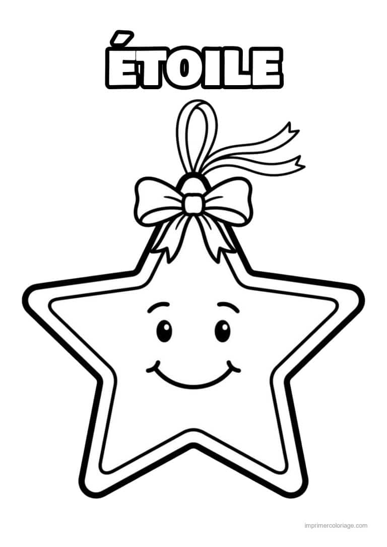 coloriage etoile etoile souriante noeud - dessin gratuit &agrave; imprimer