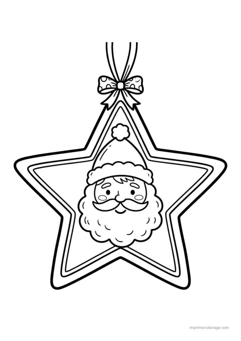 coloriage etoile etoile tete pere noel - dessin gratuit &agrave; imprimer